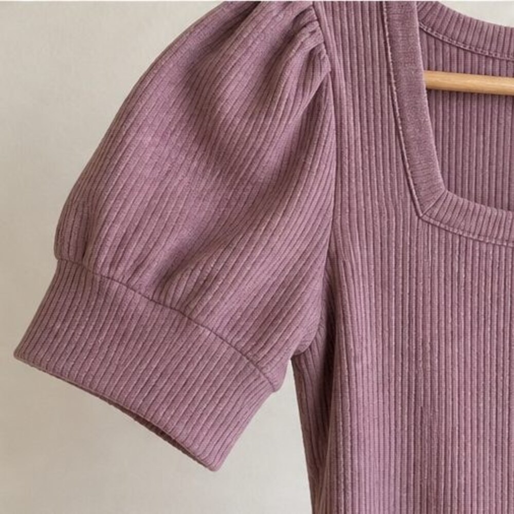 Mauve Ribbed Square Neck Top - Picture 5 of 6